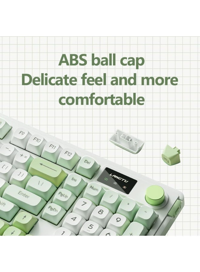 LANGTU L98 96% Membrane Keyboard,Tri-Mode Connectivity RGB Backlights,Rotary Knob+Screen,Gasket Mounted,Sa Profile Keycaps,98 Keys Software Programmable Gaming Keyboard for MAC/Win (Green) - Image 5